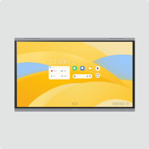 Image of a Maxhub E3 Series Interactive Panel with a yellow LCD screen